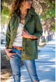 Womens Khaki Pocket Oversize Parka GK-RM2222