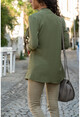 Womens Khaki Pocket Shawl Collar Jacket GK-BST2822