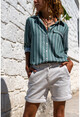 Womens Khaki Striped Loose Shirt BST51306