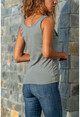 Kadın Haki Düğmeli Askılı Basic Bluz GK-TD421