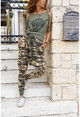 Womens Khaki Camouflage Patterned Shalwar Trousers GK-RSD2065