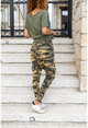 Womens Khaki Camouflage Patterned Shalwar Trousers GK-RSD2065