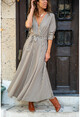 Womens Khaki Double Breasted Striped Crepe Dress GK-BST30k2773