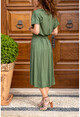 Kadın Haki Kruvaze Kiloş Elbise GK-LD302