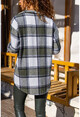 Kadın Haki Oduncu Kalın Ceket Gömlek GK-AYN1799
