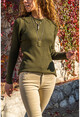 Womens Khaki Crew Neck Basic Knitwear Sweater GK-JR301