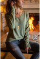 Womens Khaki V-Neck Basic Sweater GK-CCKYN1001