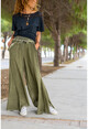 Kadın Haki Yıkamalı Asimetrik Kesim Salaş Pantolon GK-RSD2051