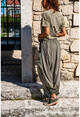 Kadın Haki Yıkamalı Paçası Bağlamalı Püsküllü Salaş Şalvar Pantolon GK-RSD2032