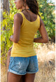 Womens Mustard Buttoned Strap Basic Blouse GK-TD421