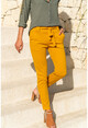 Womens Mustard Self Belt Pencil Pants GK-CCK15002