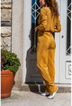 Womens Mustard Pleated Double Breasted Jumpsuit GK-TD400