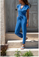 Womens Indigo Double Breasted Belted Airobin Jumpsuit GK-TD409