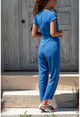 Womens Indigo Double Breasted Belted Airobin Jumpsuit GK-TD409