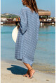Kadın İndigo Omzu Düşük Salaş Elbise BST2918