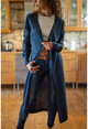 Womens Indigo Soft Textured Slim Long Cardigan GK-CCK75000