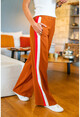 Womens Brown Side Striped Loose Trousers BST30k2215