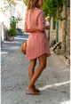 Womens Tile Double Pocket Striped Shirt Dress GK-BST2916