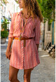Womens Tile Double Pocket Striped Shirt Dress GK-BST2916