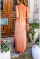 Kadın Kiremit Yıkamalı Yanı Yırtmaçlı Elbise GK-CCK9982
