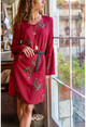 Womens Red-Black Sleeves Spanish Pattern Dress BST2248