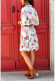 Womens Cream Floral Flared Shirt Dress BST2164-2