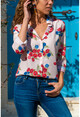 Womens Cream Floral Crepe Shirt GK-BSTK4097