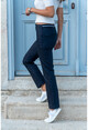 Womens Navy Blue Waistband Striped Pencil Pants GK-ART205