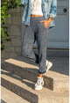 Womens Navy Blue Loose Wool Sweatpants With Elastic Waist Pockets GK-BST2989