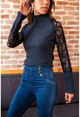 Kadın Lacivert Kolu Dantel Detaylı Bluz GK-BST30kT4006-1750