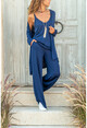 Womens Navy Blue Loose Threesome Suit GK-BST2941