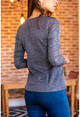 Kadın Lacivert Tül Detaylı Simli Şimşek Bluz BST30kT4006-1170