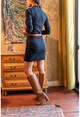 Kadın Lacivert Yarım Balıkçı Slim Basic Elbise 30KCCK11104