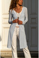 Womens Blue Fine Textured Long Cardigan BST2193