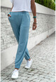 Kadın Mavi Paçası Lastikli Yumuşak Dokulu Salaş Pantolon GK-BST2888