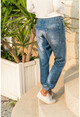 Womens Blue Washed Jean Sweatpants GK-CCK9990