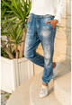 Womens Blue Washed Jean Sweatpants GK-CCK9990