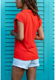 Kadın Mercan Polo Yaka Kaşkorse T-Shirt GK-BSTW2879