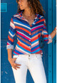 Womens Mix Oblique Striped Crepe Shirt BSTG1040