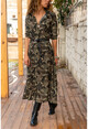 Kadın Multi Kamuflaj Desenli Uzun Gömlek Elbise GK-BSTK4438