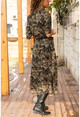 Kadın Multi Kamuflaj Desenli Uzun Gömlek Elbise GK-BSTK4438