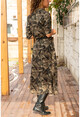 Womens Multi Camouflage Patterned Long Shirt Dress GK-BSTK4438