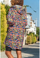 Womens Multi Hooded Printed Raincoat with Pocket GK-TD420