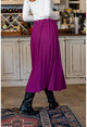 Womens Plum Long Pleated Crepe Skirt BSTT4012-1130