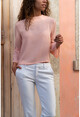 Womens Pink Lace-Up Crepe Blouse BST2149