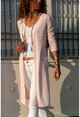 Womens Pink Striped Long Thin Textured Cardigan BST2193