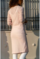 Womens Pink Striped Long Thin Textured Cardigan BST2193