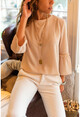 Womens Powder Spanish Sleeve Crepe Blouse BST2149