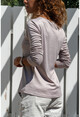 Womens Powder V-Neck Soft Textured Basic Blouse GK-BST2939