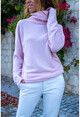 Womens Powder Soft Textured Turtleneck Silvery Loose Sweater GK-BST3014